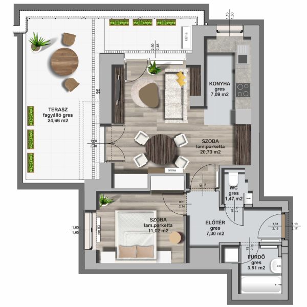 A épület / I . emelet 2. lakás, C-A-I/2