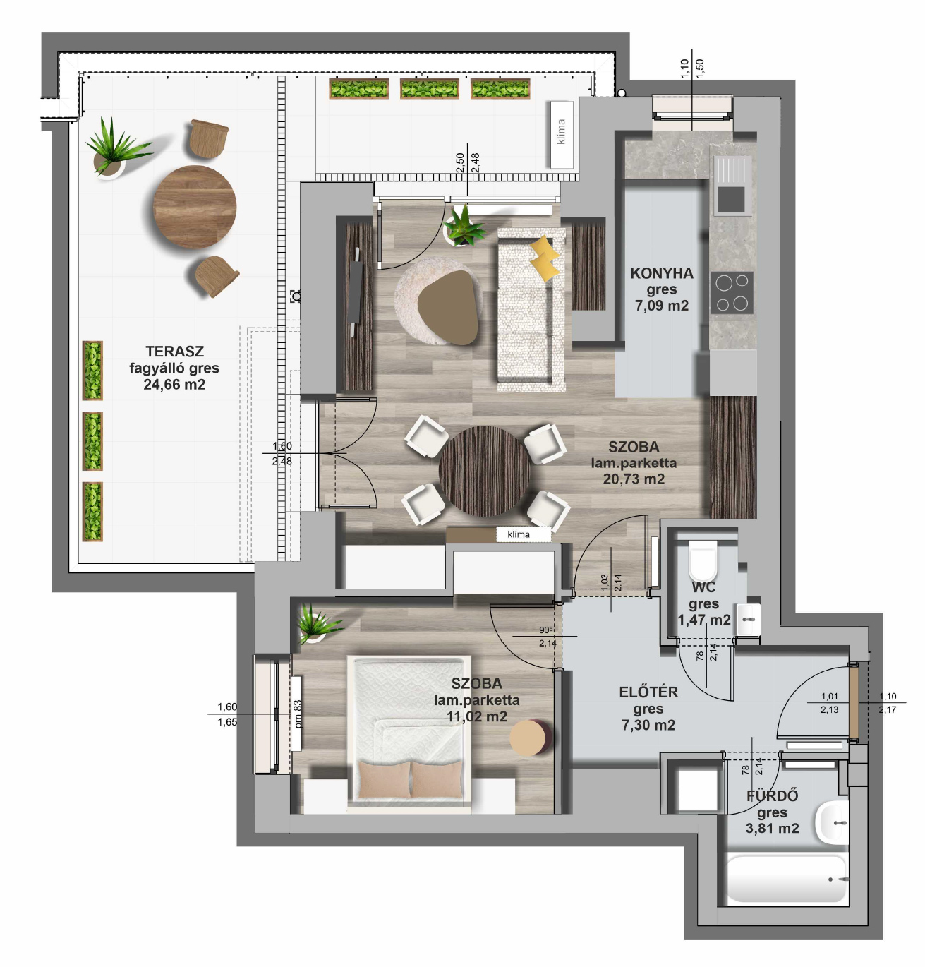 A épület / I . emelet 2. lakás, C-A-I/2