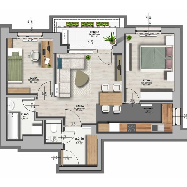 A épület / I . emelet 3. lakás, C-A-I/3