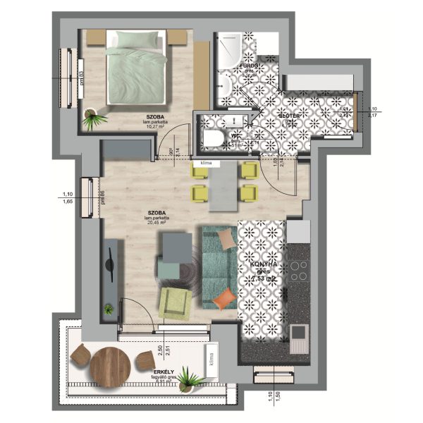 A épület / II . emelet 1. lakás, C-A-II/1