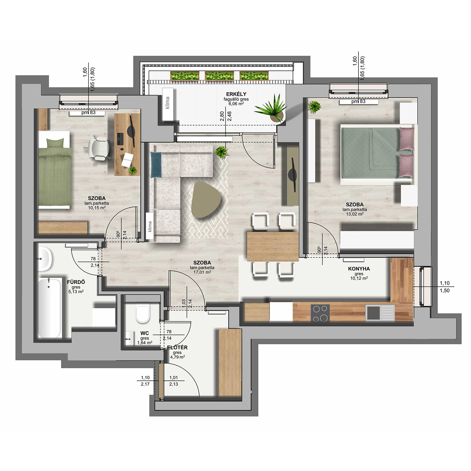 A épület / II . emelet 3. lakás, C-A-II/3