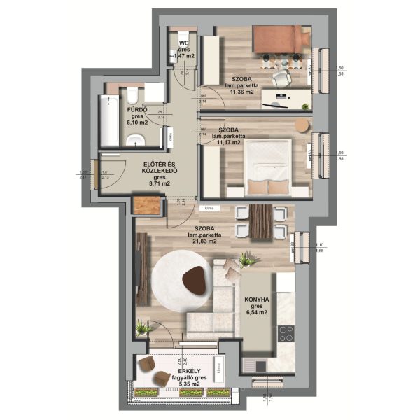 A épület / II . emelet 4. lakás, C-A-II/4