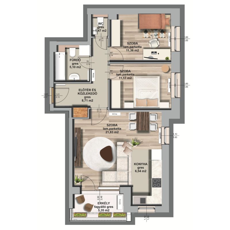 A épület / II . emelet 4. lakás, C-A-II/4