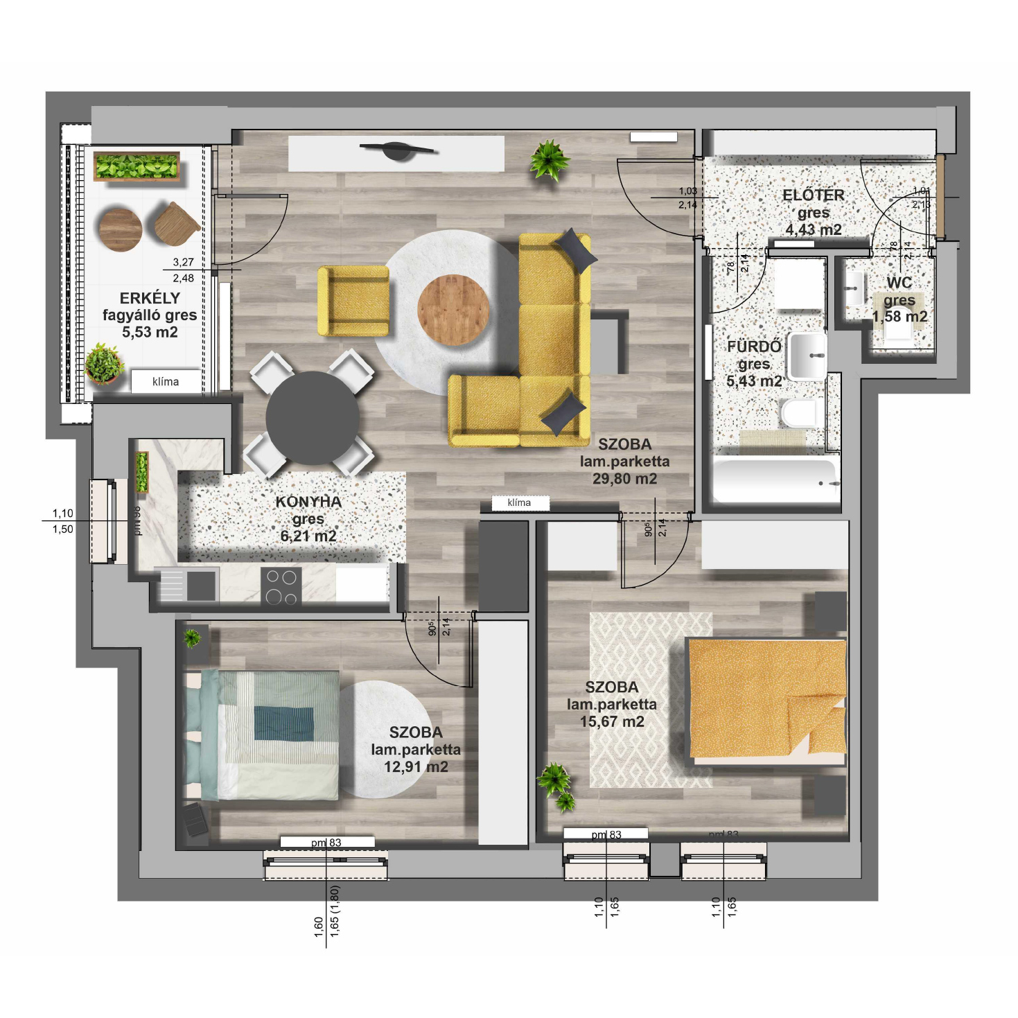 B épület/ I. emelet 1. lakás, C-B-I/1