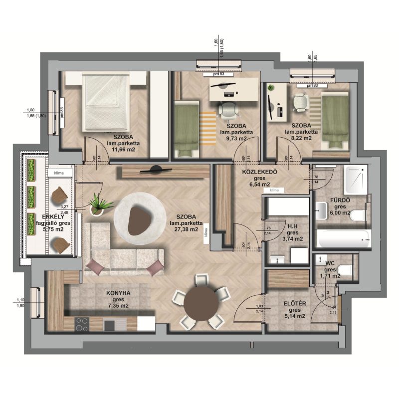 B épület/ I. emelet 2. lakás, C-B-I/2