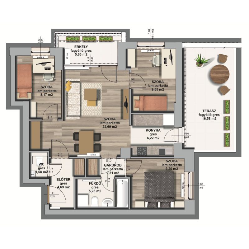 B épület/ I. emelet 3. lakás, C-B-I/3