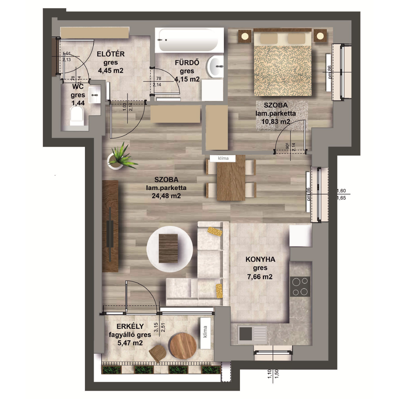 B épület/ II. emelet 4. lakás, C-B-II/4