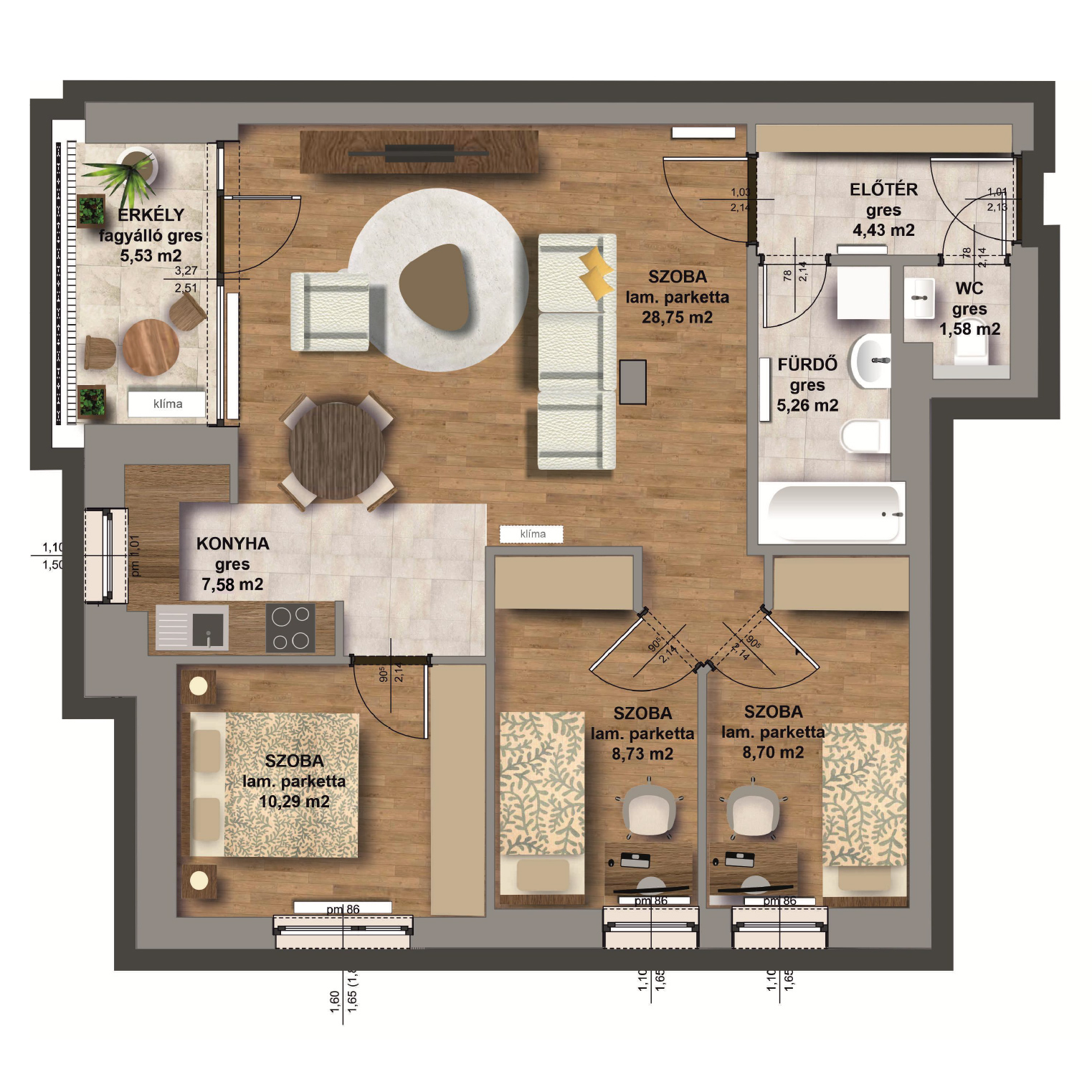 B épület/ III. emelet 1. lakás, C-B-III/1