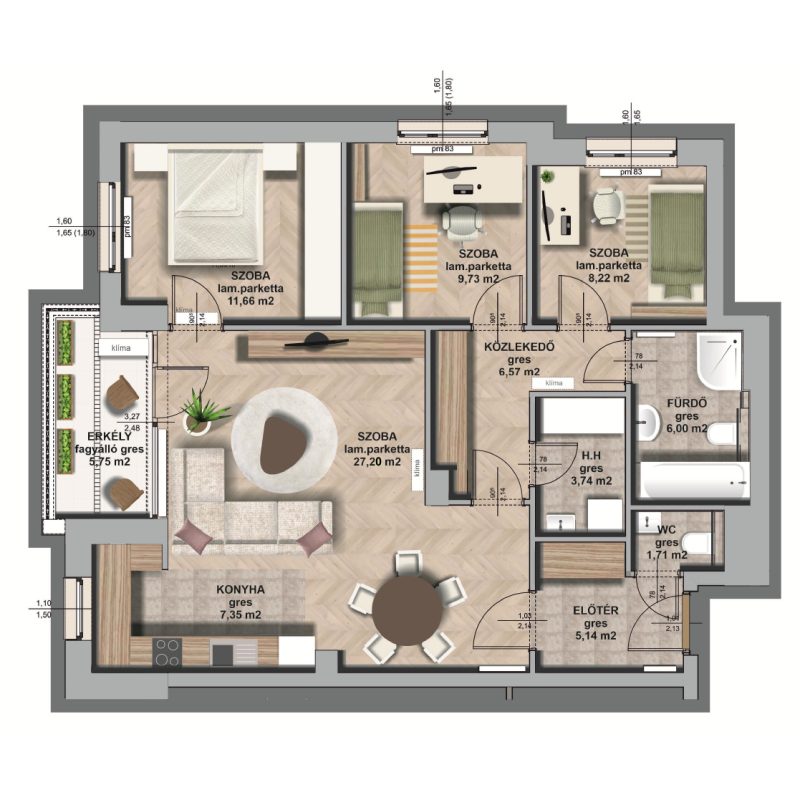 B épület/ III. emelet 2. lakás, C-B-III/2