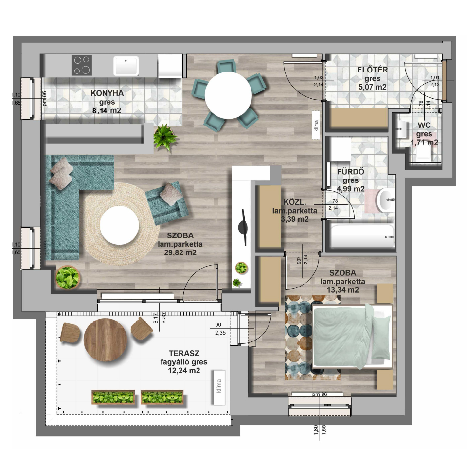 B épület/ IV. emelet 1. lakás, C-B-IV/1