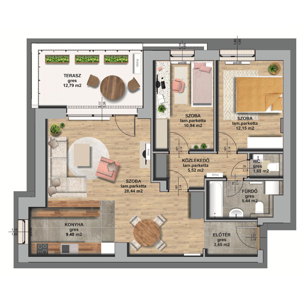 B épület/ IV. emelet 2. lakás, C-B-IV/2