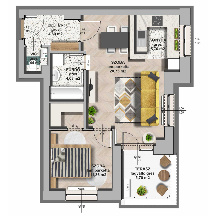 B épület/ IV. emelet 4. lakás, C-B-IV/4