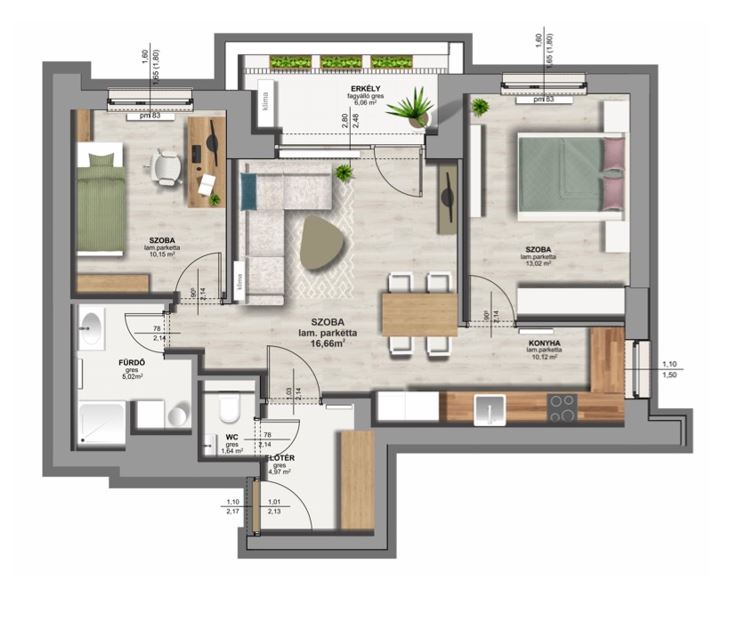 A épület / I. emelet 3. lakás