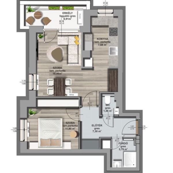 A épület / II. emelet 2. lakás