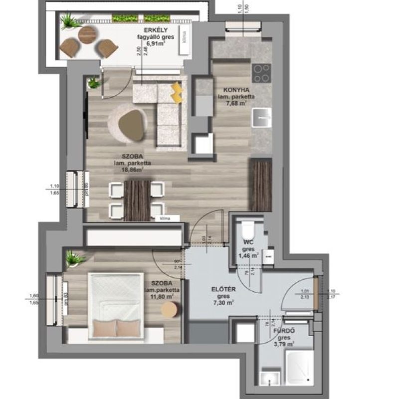 A épület / III. emelet 2. lakás