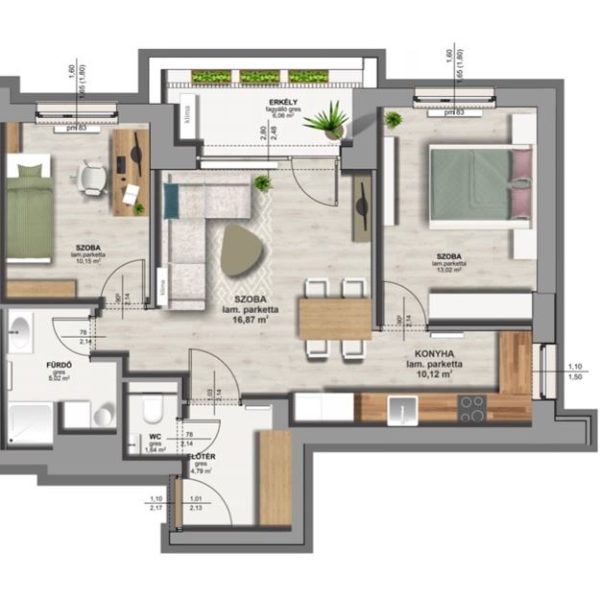 A épület / II. emelet 3. lakás