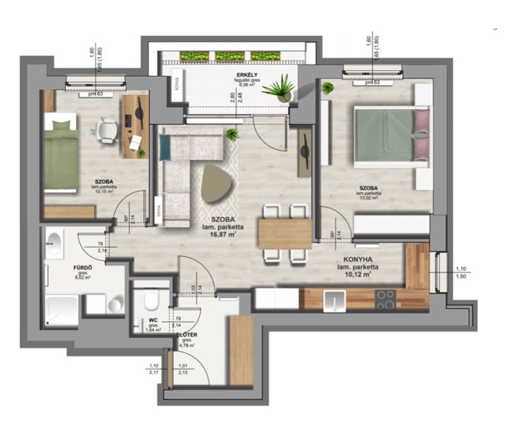 A épület / III. emelet 3. lakás