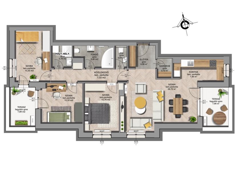 A épület / IV. emelet 1. lakás