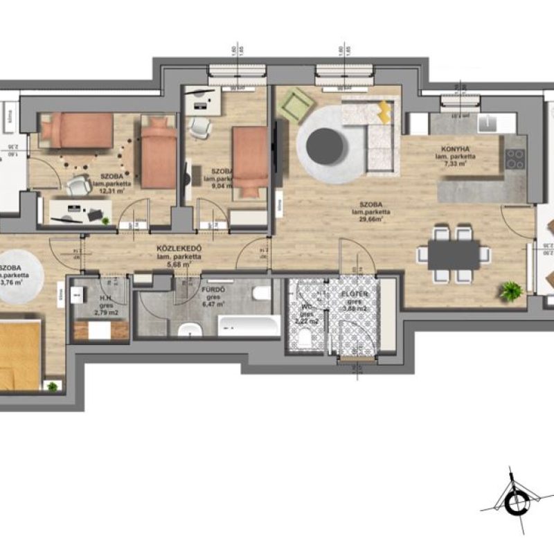 A épület / IV. emelet 2. lakás