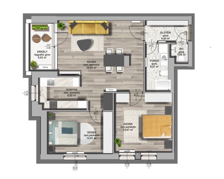 B épület / I. emelet 1. lakás