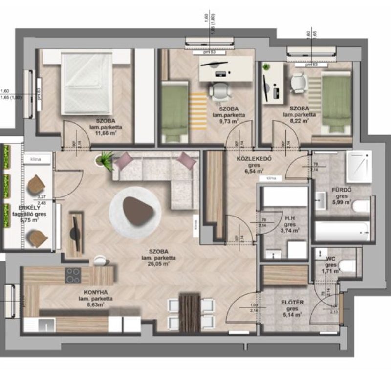 B épület / I. emelet 2. lakás