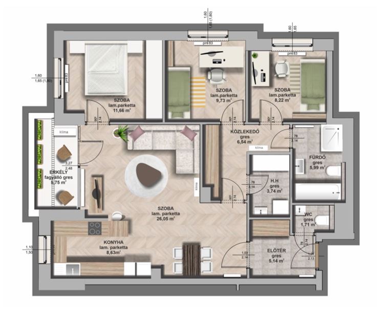 B épület / I. emelet 2. lakás