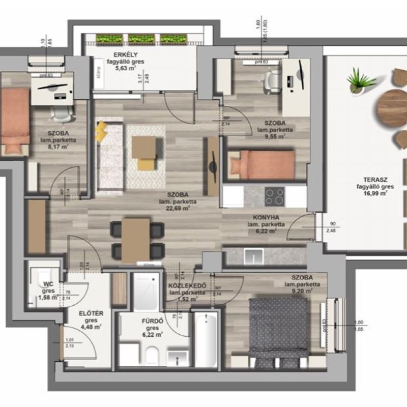 B épület / I. emelet 3. lakás