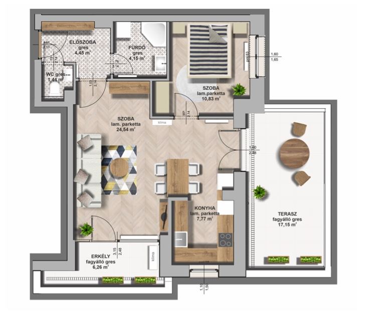 B épület / I. emelet 4. lakás