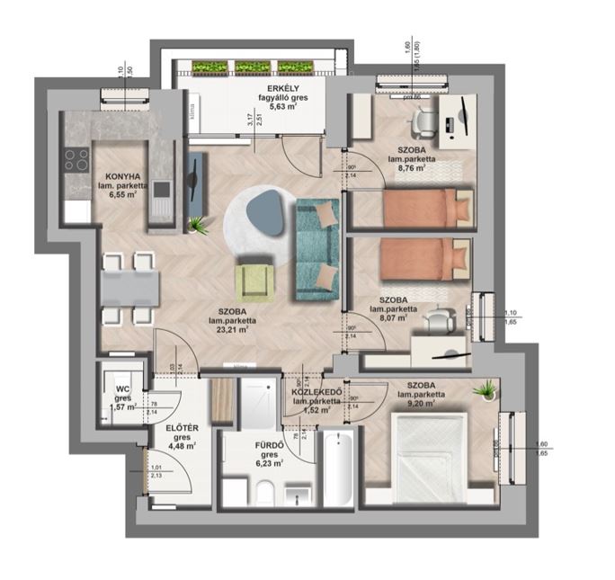 B épület / II. emelet 3. lakás