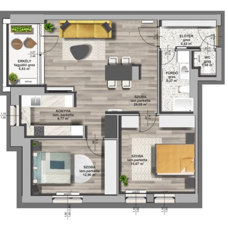 B épület / III. emelet 1. lakás