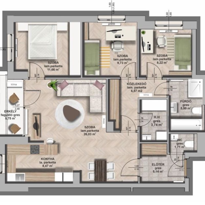 B épület / III. emelet 2. lakás