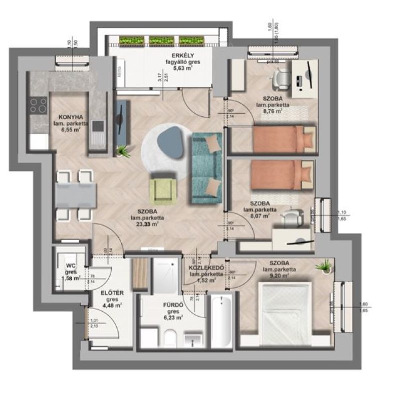 B épület / III. emelet 3. lakás