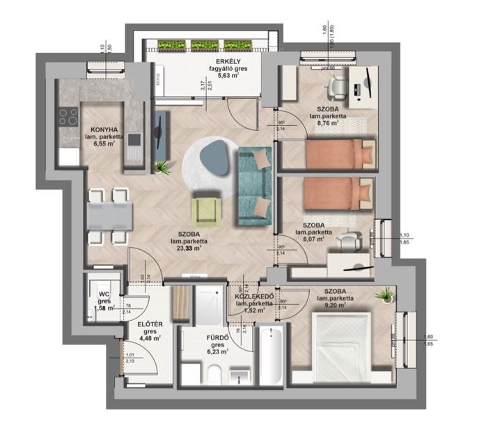 B épület / III. emelet 3. lakás