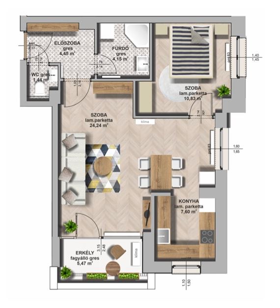 B épület / III. emelet 4. lakás