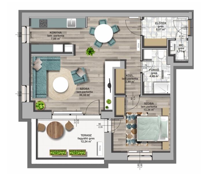 B épület / IV. emelet 1. lakás