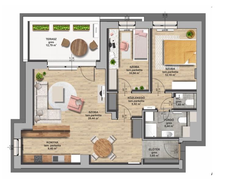 B épület / IV. emelet 2. lakás