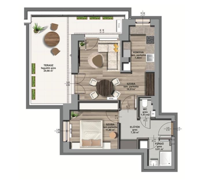 A épület / I. emelet 2. lakás