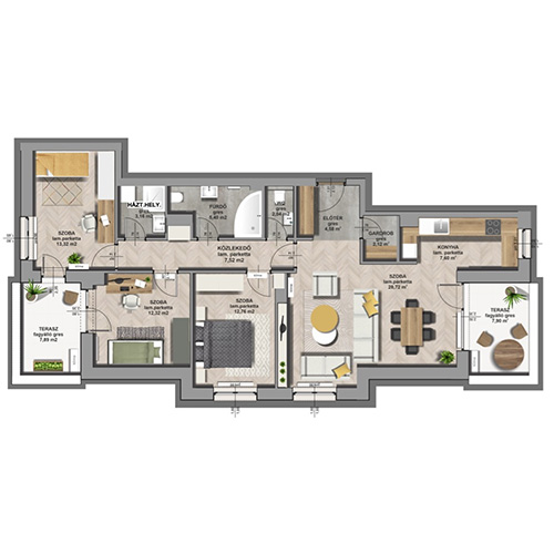 A épület / IV. emelet 1. lakás