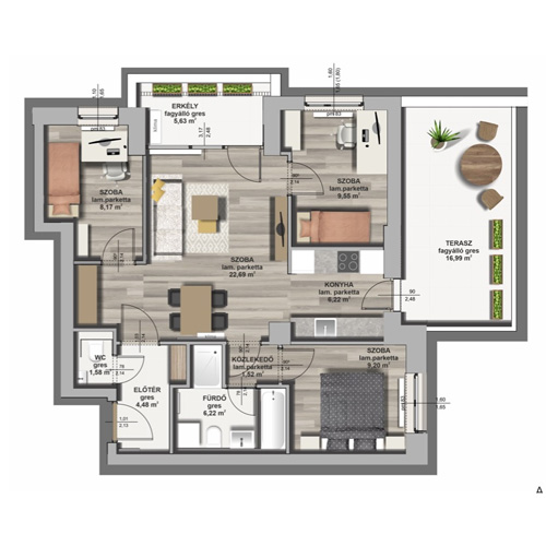 B épület / I. emelet 3. lakás